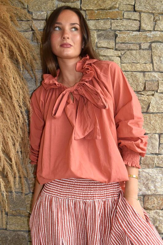 Larc Poet Blouse Indian Red
